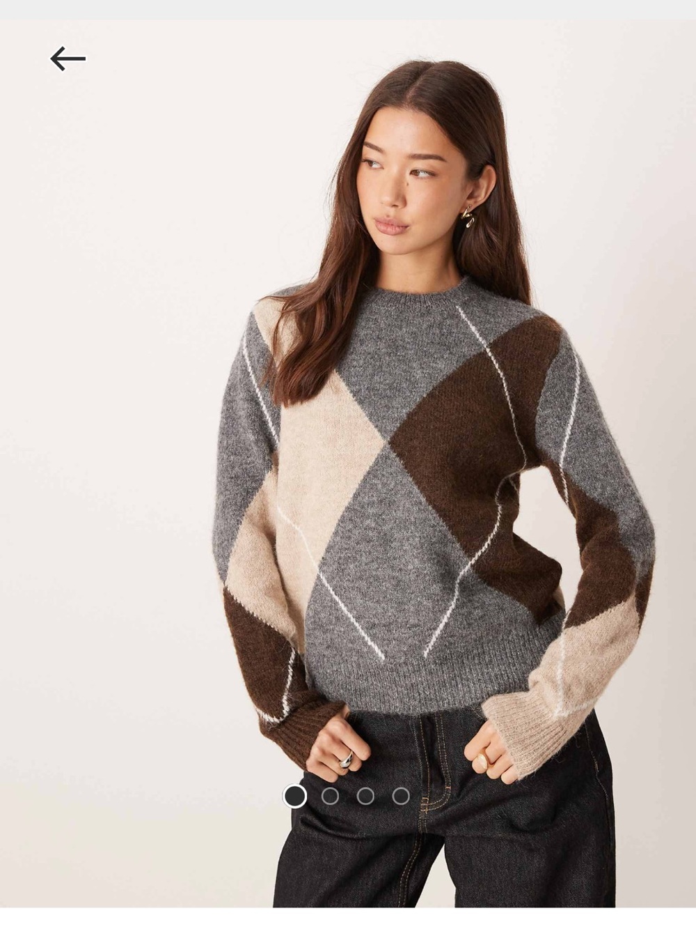 AWARE Cozy Diamond-Pattern Crewneck Sweater - Size M